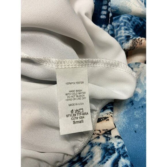 NEW Radiant One Shoulder Blue Blouse Snakeskin Blush Boho Top Bluson Size Small - Picture 6 of 6